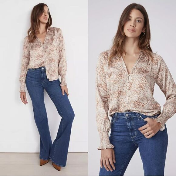 NWT PAIGE Sayven Blouse in Ecru/Melon - Picture 1 of 13